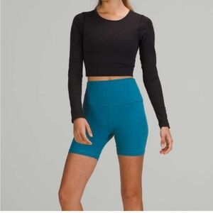 Lululemon Ebb To Street Ribbed Padded Long sleeve Crop Top Size 8